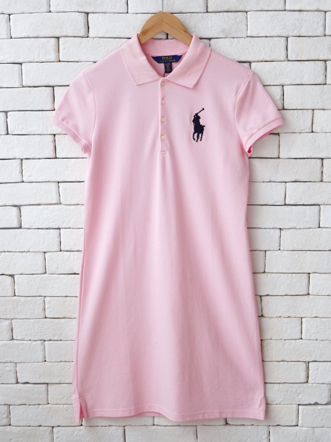 POLO RALPH LAUREN GIRLS BIG PONY COTTON MESH POLO DRESS