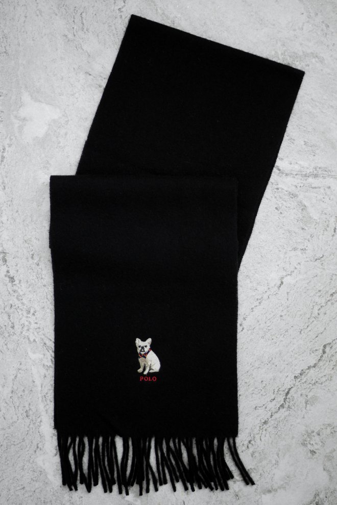 POLO RALPH LAUREN FRENCH BULLDOG WOOL SCARF