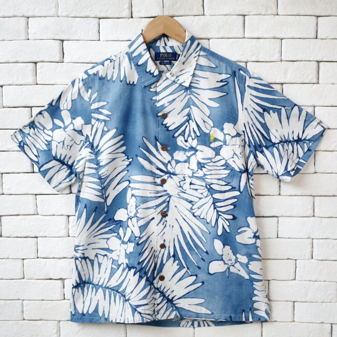 POLO RALPH LAUREN CLASSIC FIT PALM COTTON-LINEN CAMP SHIRT