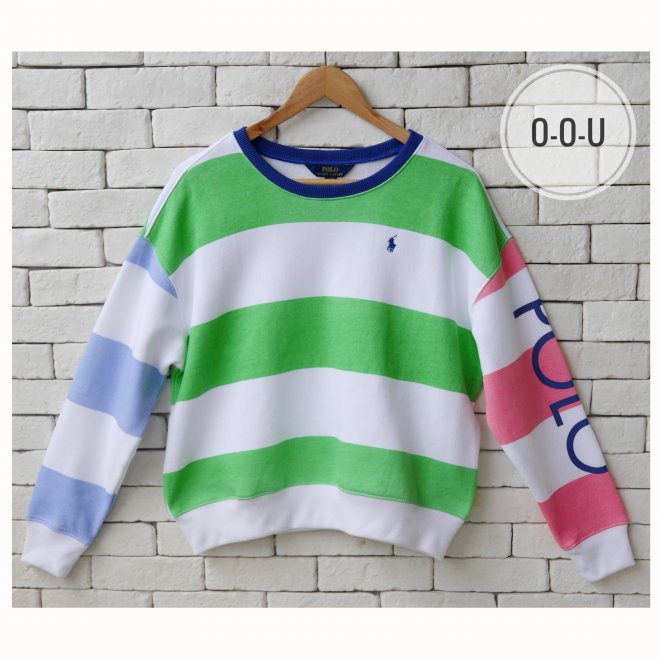 POLO RALPH LAUREN GIRLS STRIPED FLEECE SWEATSHIRT
