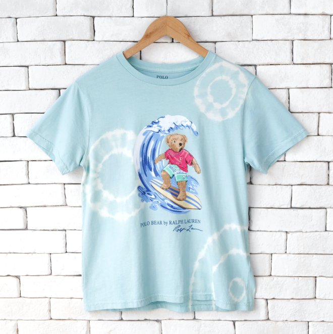 POLO RALPH LAUREN BOYS TIE-DYE POLO BEAR COTTON T-SHIRT