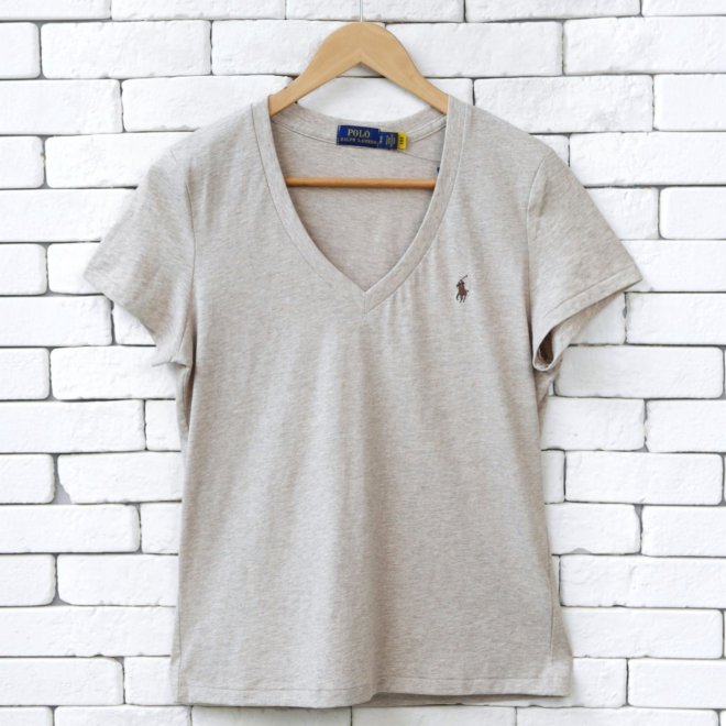 POLO RALPH LAUREN WOMEN COTTON JERSEY V-NECK TEE
