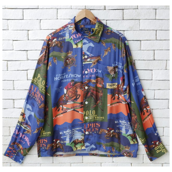 POLO RALPH LAUREN CLASSIC FIT EQUESTRIAN PRINT CAMP SHIRT