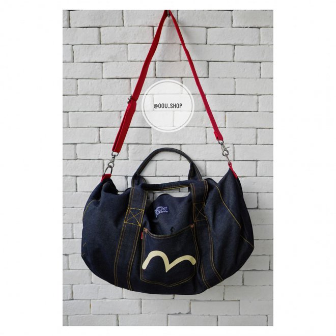EVISU YAMANE DENIM LOGO POCKET GYM BAG