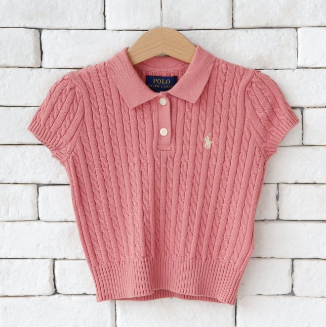POLO RALPH LAUREN KIDS MINI-CABLE COTTON POLO SWEATER