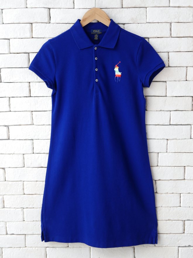 POLO RALPH LAUREN GIRLS BIG PONY COTTON MESH POLO DRESS