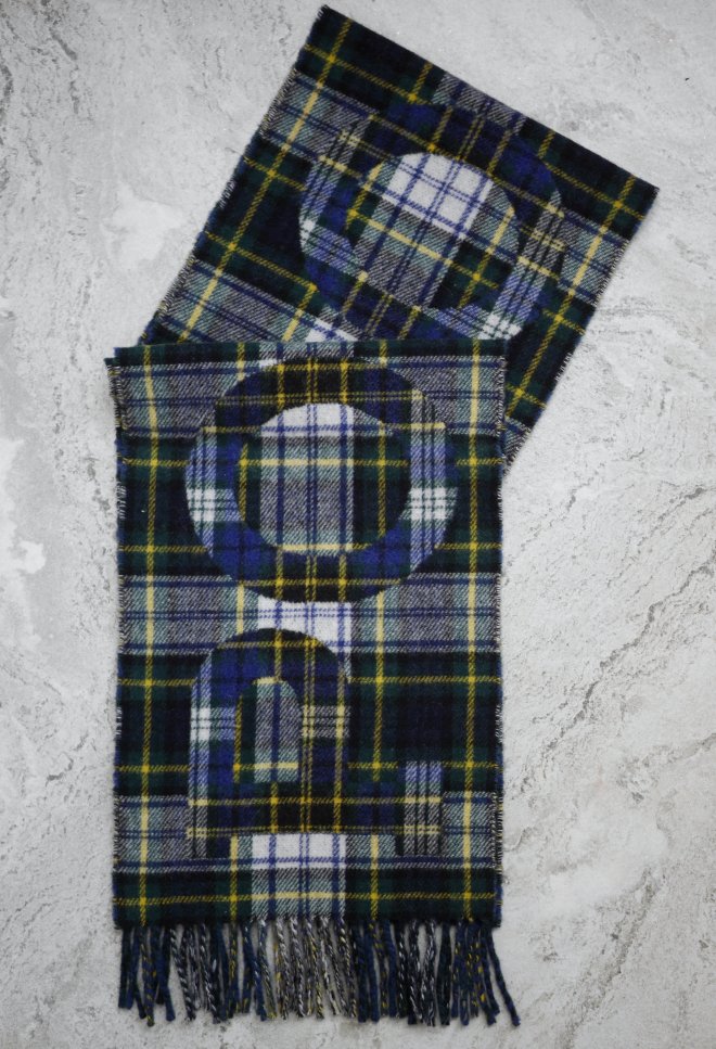 POLO RALPH LAUREN CHECKED FRINGED EDGE WOOL SCARF