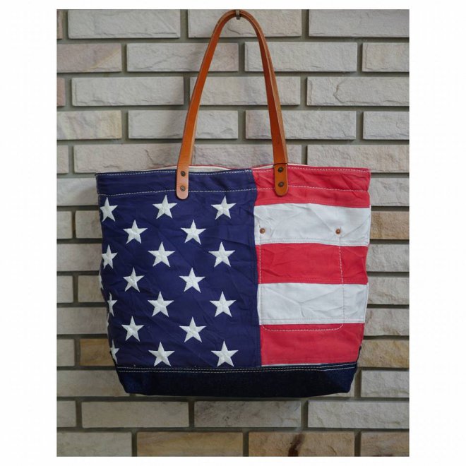 USA FLAG COTTON CANVAS TOTE BAG