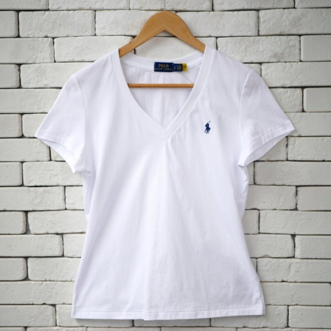 POLO RALPH LAUREN WOMEN COTTON JERSEY V-NECK TEE