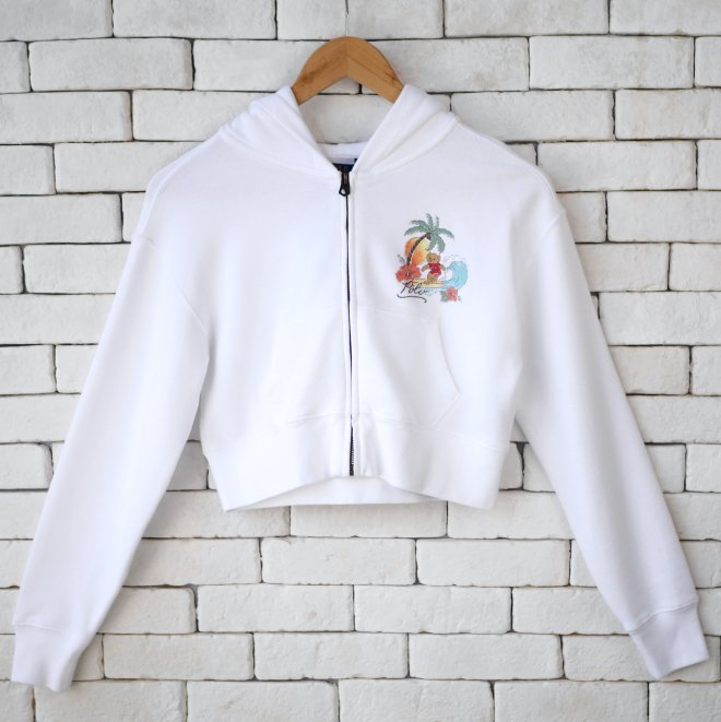 POLO RALPH LAUREN GIRLS POLO BEAR TERRY BOXY FULL ZIP HOODIE