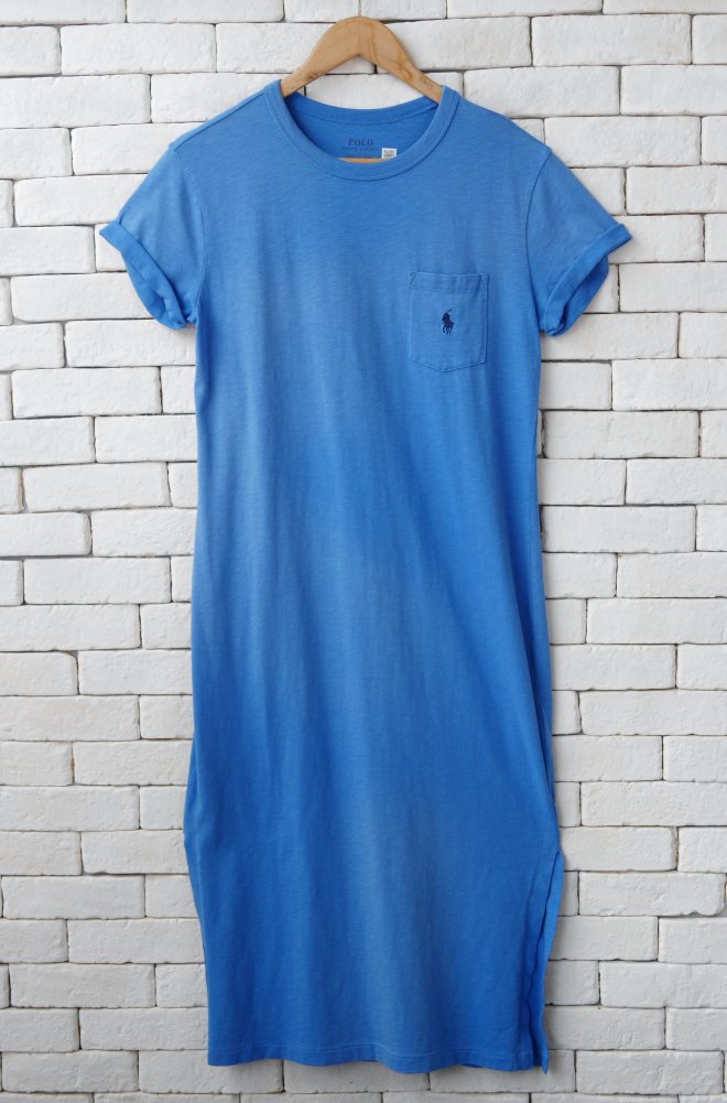 POLO RALPH LAUREN WOMEN COTTON CREWNECK POCKET TEE DRESS