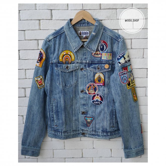 BAPE CRAZY PATCH DENIM JACKET INDIGO