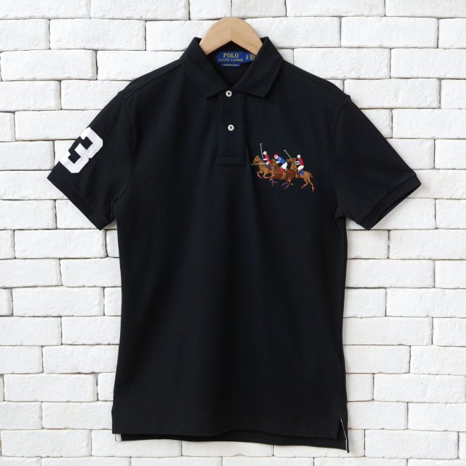 POLO RALPH LAUREN CUSTOM SLIM FIT TRIPLE PONY POLO SHIRT