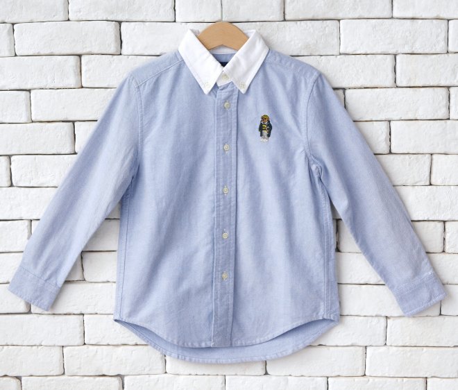 POLO RALPH LAUREN POLO BEAR KIDS COTTON OXFORD SHIRT