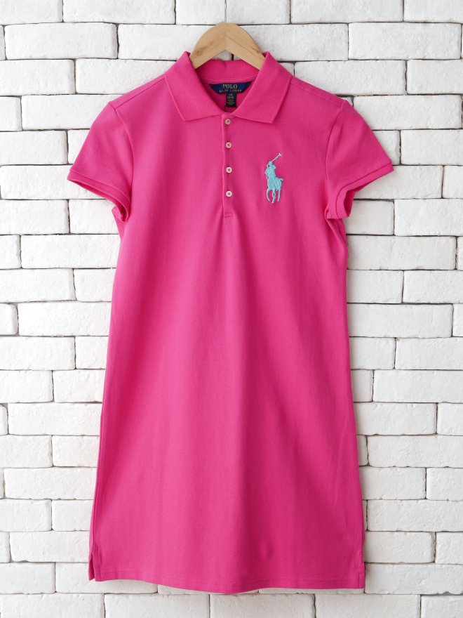 POLO RALPH LAUREN GIRLS BIG PONY COTTON MESH POLO DRESS
