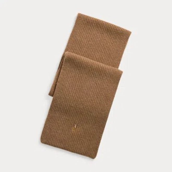 POLO RALPH LAUREN RIB-KNIT WOOL-BLEND SCARF