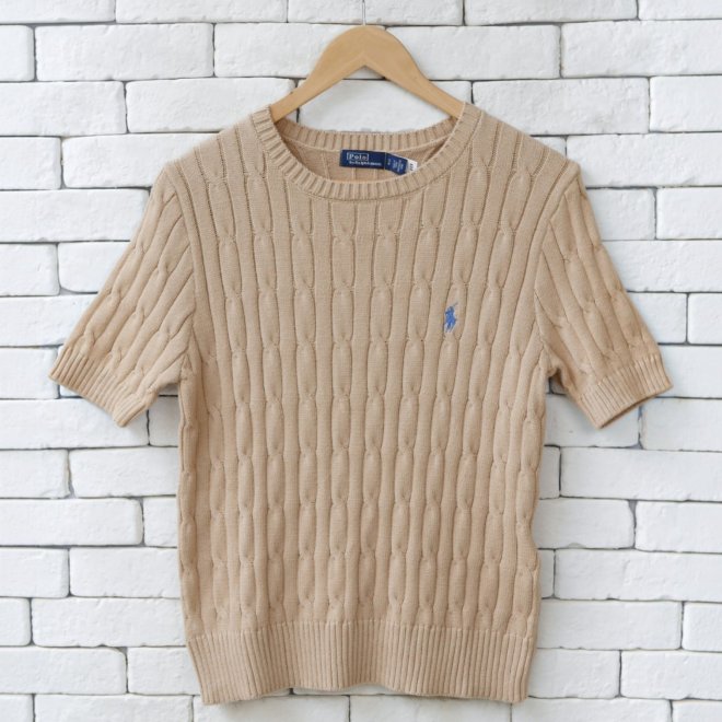 POLO RALPH LAUREN WOMEN COTTON CABLE SHORT SLEEVE JUMPER