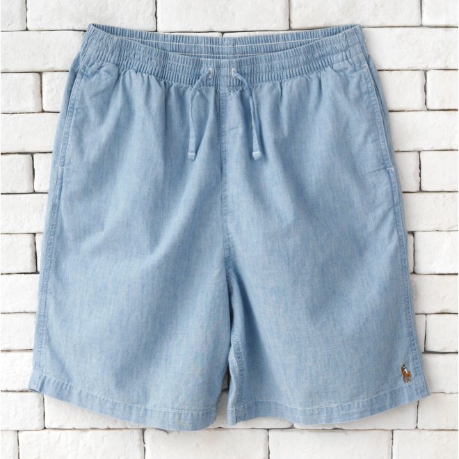 POLO RALPH LAUREN BOYS BIG FIT COTTON CHAMBRAY SHORT