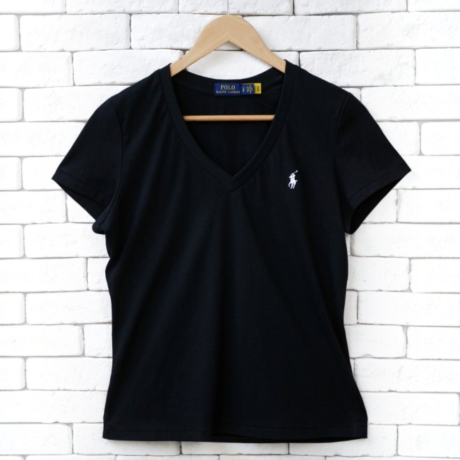 POLO RALPH LAUREN WOMEN COTTON JERSEY V-NECK TEE