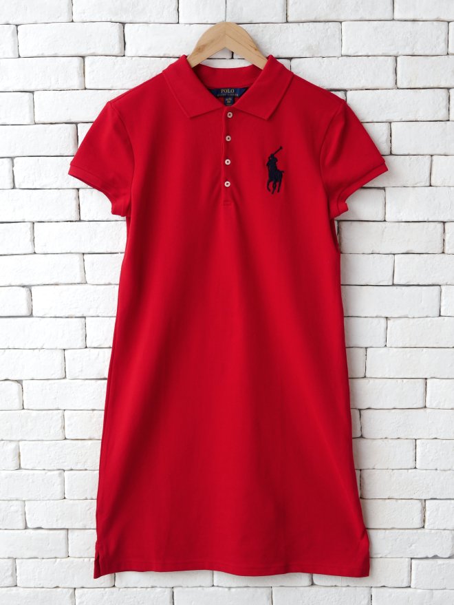 POLO RALPH LAUREN GIRLS BIG PONY COTTON MESH POLO DRESS