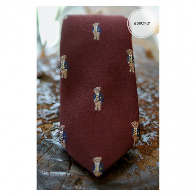 POLO RALPH LAUREN BEAR SILK NARROW TIE