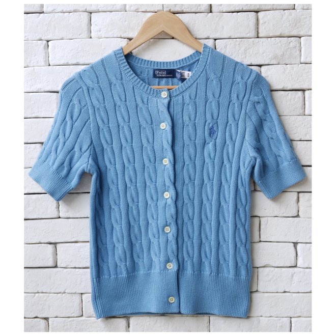 POLO RALPH LAUREN CABLE KNIT SHORT SLEEVE CARDIGAN