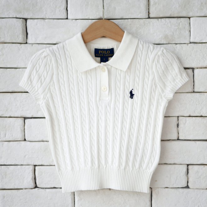 POLO RALPH LAUREN KIDS MINI-CABLE COTTON POLO SWEATER