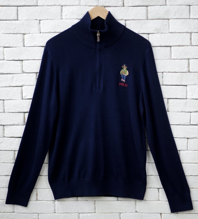 POLO RALPH LAUREN POLO BEAR QUARTER ZIP SWEATER