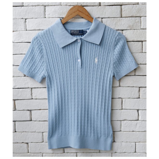 POLO RALPH LAUREN WOMEN COTTON CABLE KNIT POLO SHIRT