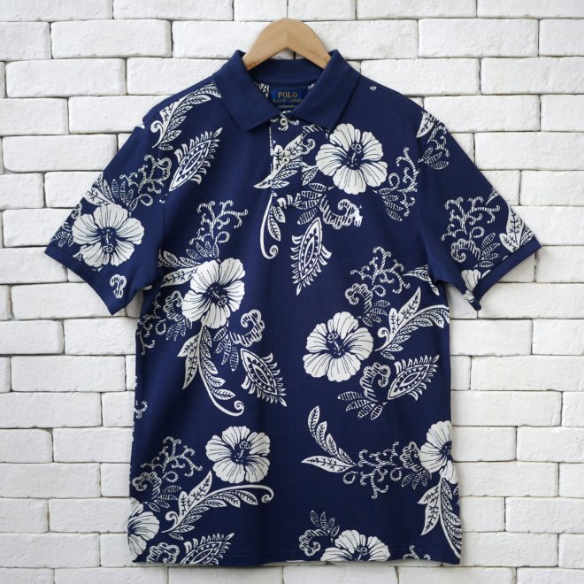 POLO RALPH LAUREN HIBISCUS-PRINT MESH POLO SHIRT