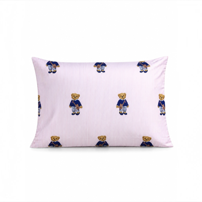 POLO RALPH LAUREN TEDDY BEAR PILLOWCASE COVER PINK STRIPE