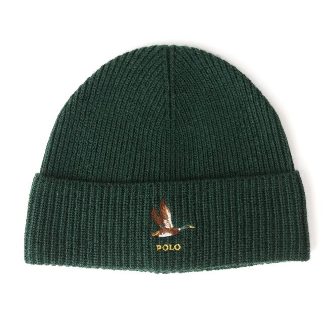 POLO RALPH LAUREN POLO DUCK EMBROIDERED RIB-KNIT BEANIE