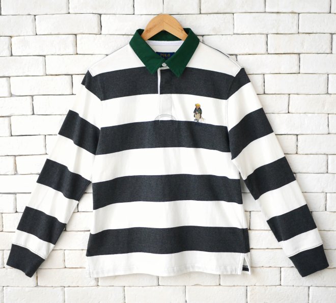 POLO RALPH LAUREN BOYS POLO BEAR COTTON RUGBY SHIRT