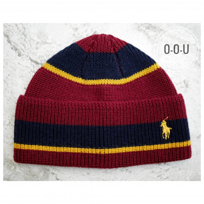 POLO RALPH LAUREN STRIPED MERINO WOOL BEANIE