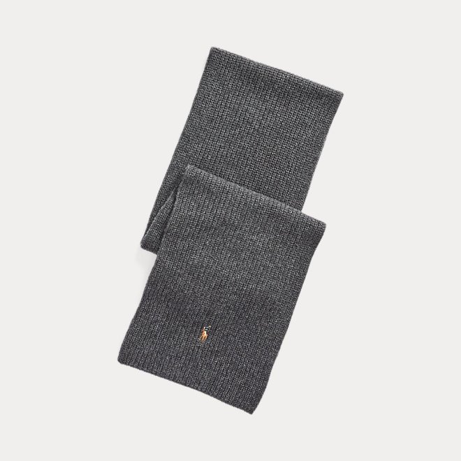 POLO RALPH LAUREN RIB-KNIT WOOL-BLEND SCARF