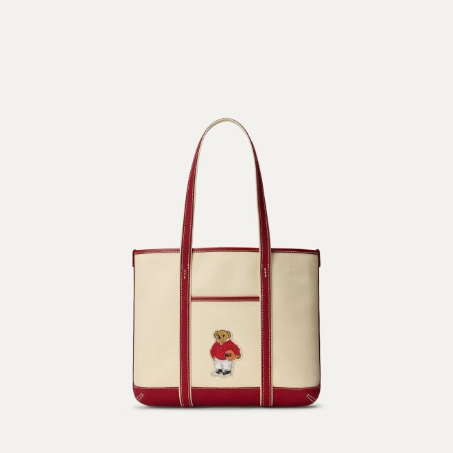 POLO RALPH LAUREN POLO BEAR CANVAS SMALL SHOPPER TOTE BAG