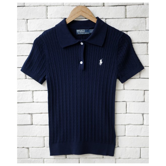 POLO RALPH LAUREN WOMEN COTTON CABLE KNIT POLO SHIRT