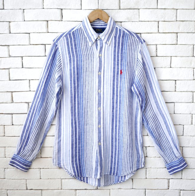POLO RALPH LAUREN CLASSIC FIT STRIPED LINEN SHIRT