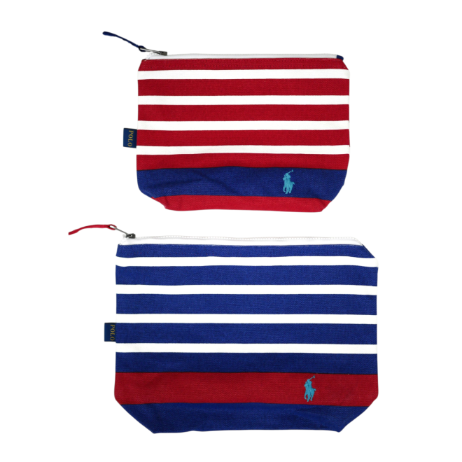 POLO RALPH LAUREN STRIPED POUCH SET OF 2