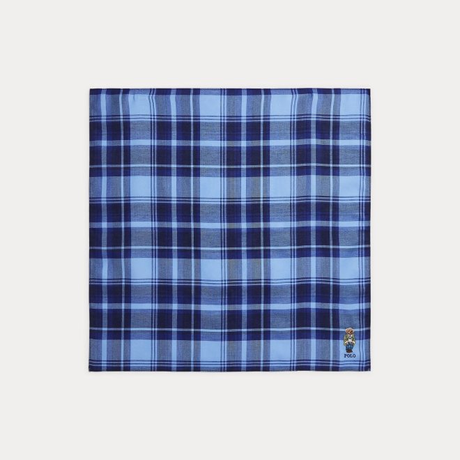 POLO RALPH LAUREN POLO BEAR PLAID COTTON HANDKERCHIEF