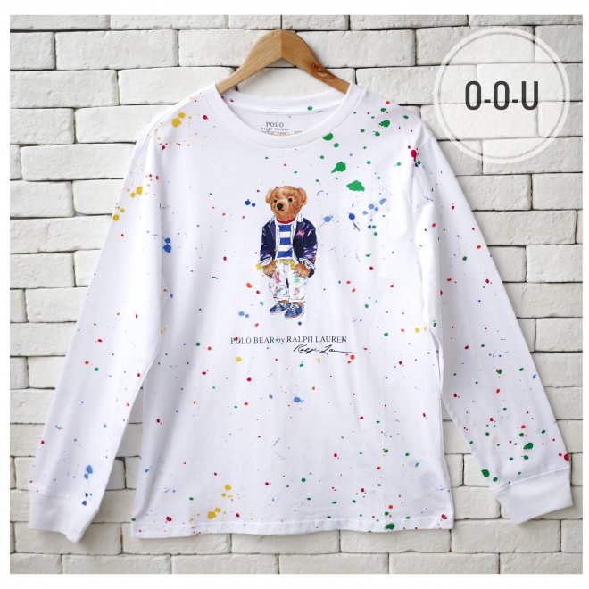 POLO RALPH LAUREN POLO BEAR BOYS PAINT SPLATTER LONG-SLEEVE T-SHIRT