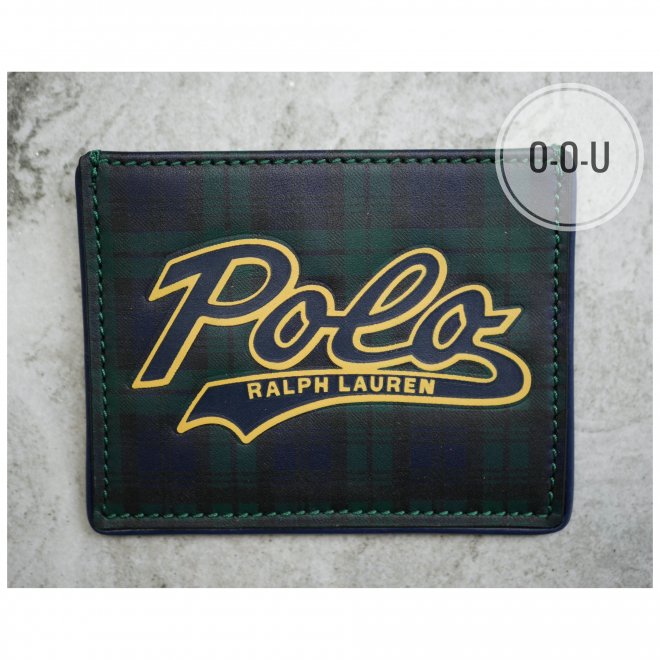 POLO RALPH LAUREN STRIPED LOGO LEATHER CARD CASE