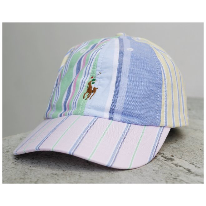 POLO RALPH LAUREN STRIPED COLOR BLOCKED BALL CAP