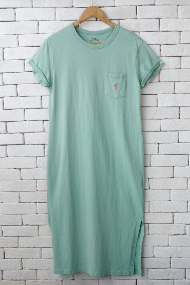 POLO RALPH LAUREN WOMEN COTTON CREWNECK POCKET TEE DRESS