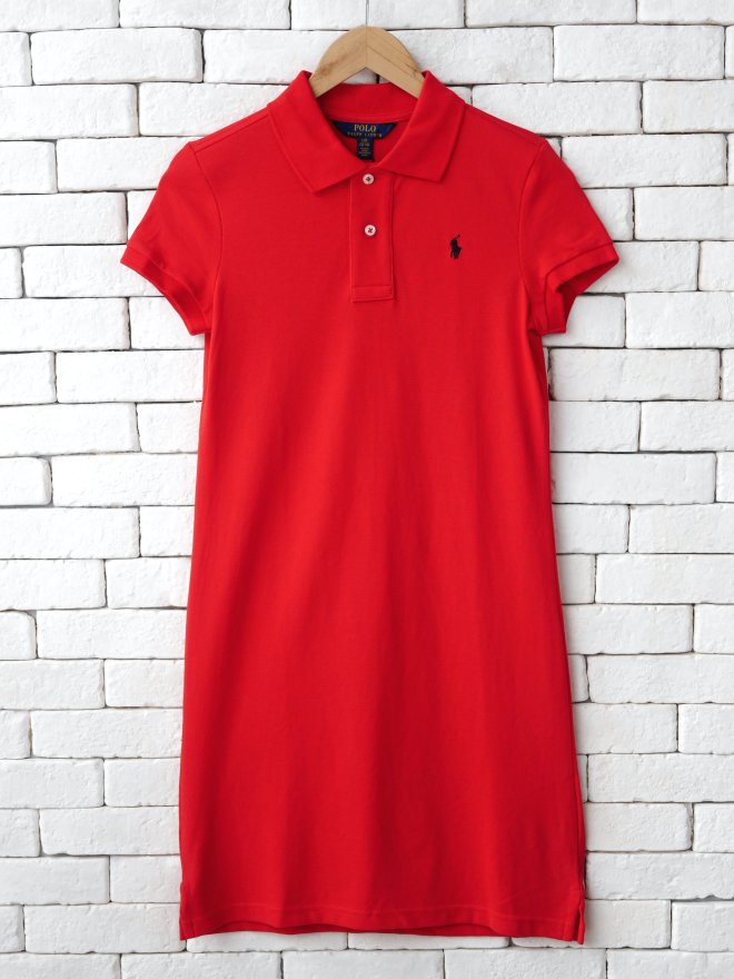 POLO RALPH LAUREN GIRLS COTTON MESH POLO DRESS