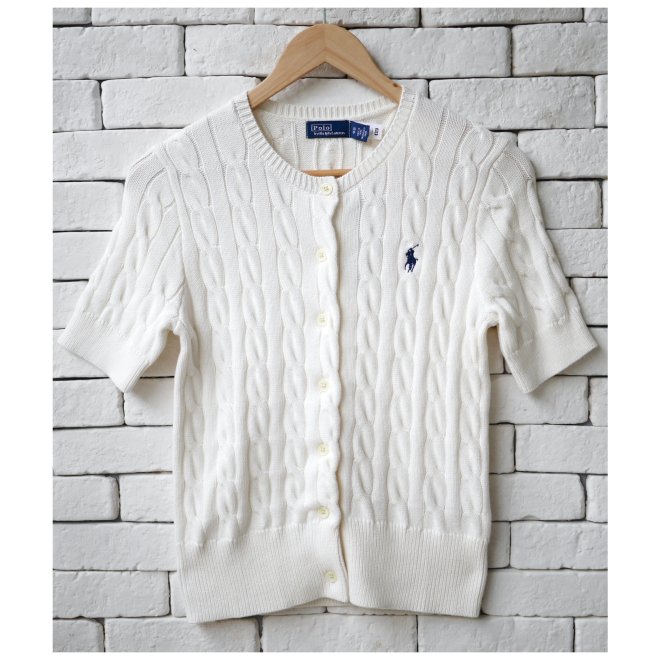 POLO RALPH LAUREN CABLE KNIT SHORT SLEEVE CARDIGAN