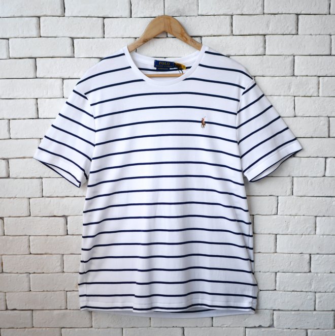 POLO RALPH LAUREN CUSTOM SLIM FIT STRIPED SOFT COTTON T-SHIRT