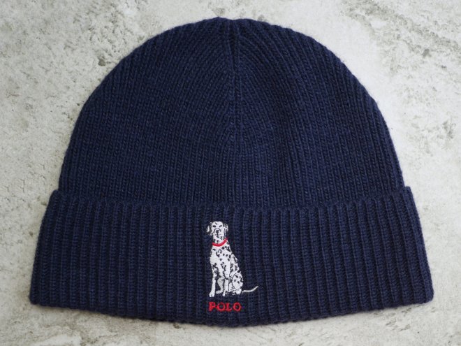 POLO RALPH LAUREN DALMATIAN EMBROIDERED KNIT BEANIE