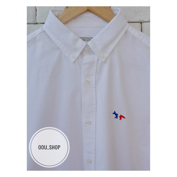 MAISON KITSUNE OXFORD TRICOLOR FOX PATCH CLASSIC SHIRT