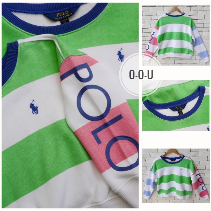 POLO RALPH LAUREN GIRLS STRIPED FLEECE SWEATSHIRT